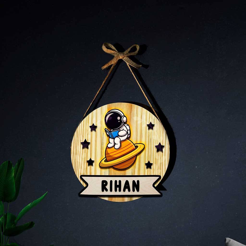 Personalized Wooden Astronaut Wall Lamp