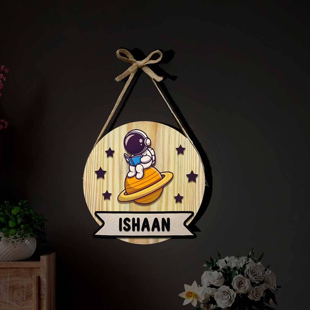 Personalized Wooden Astronaut Wall Lamp