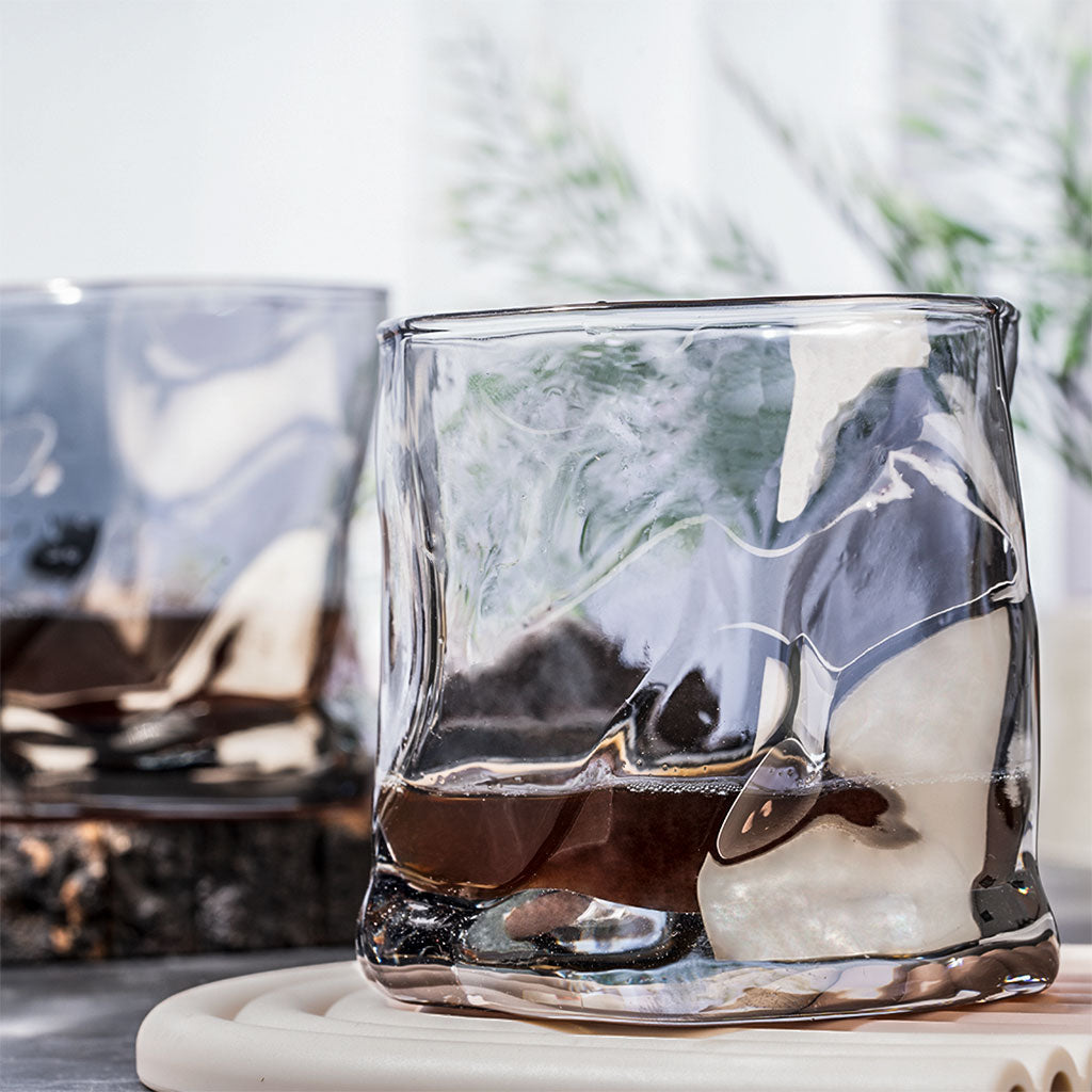 Black Twisted Fold Whiskey Glass