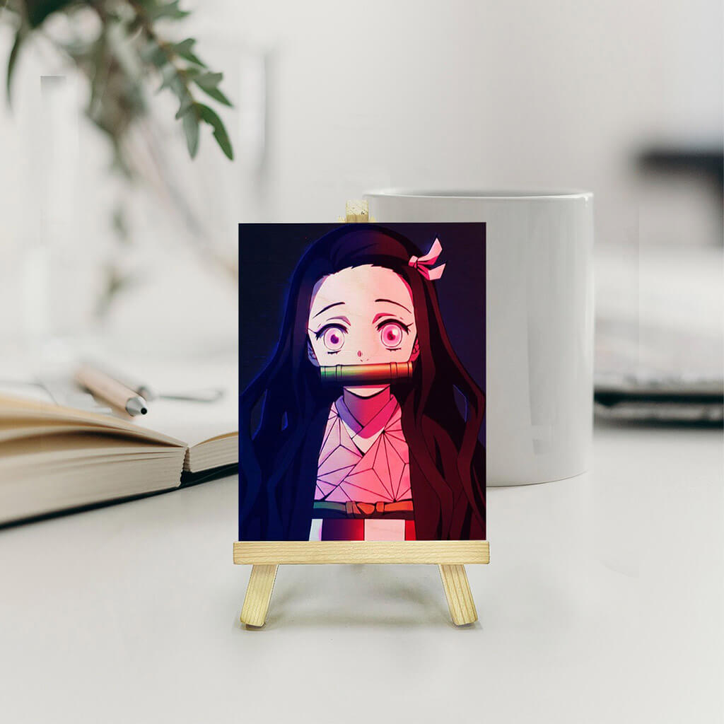 Nezuko Kamado Wooden Print With Easel Stand