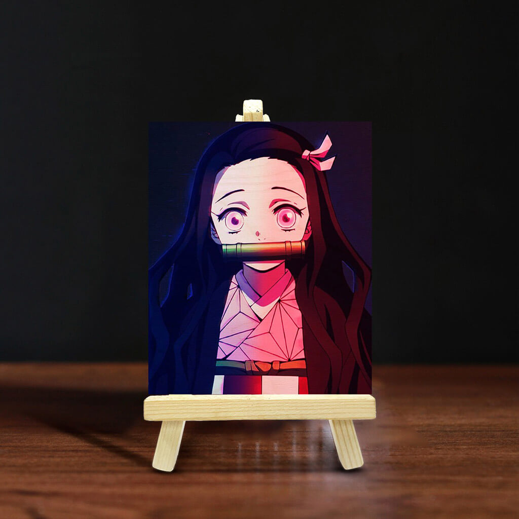 Nezuko Kamado Wooden Print With Easel Stand