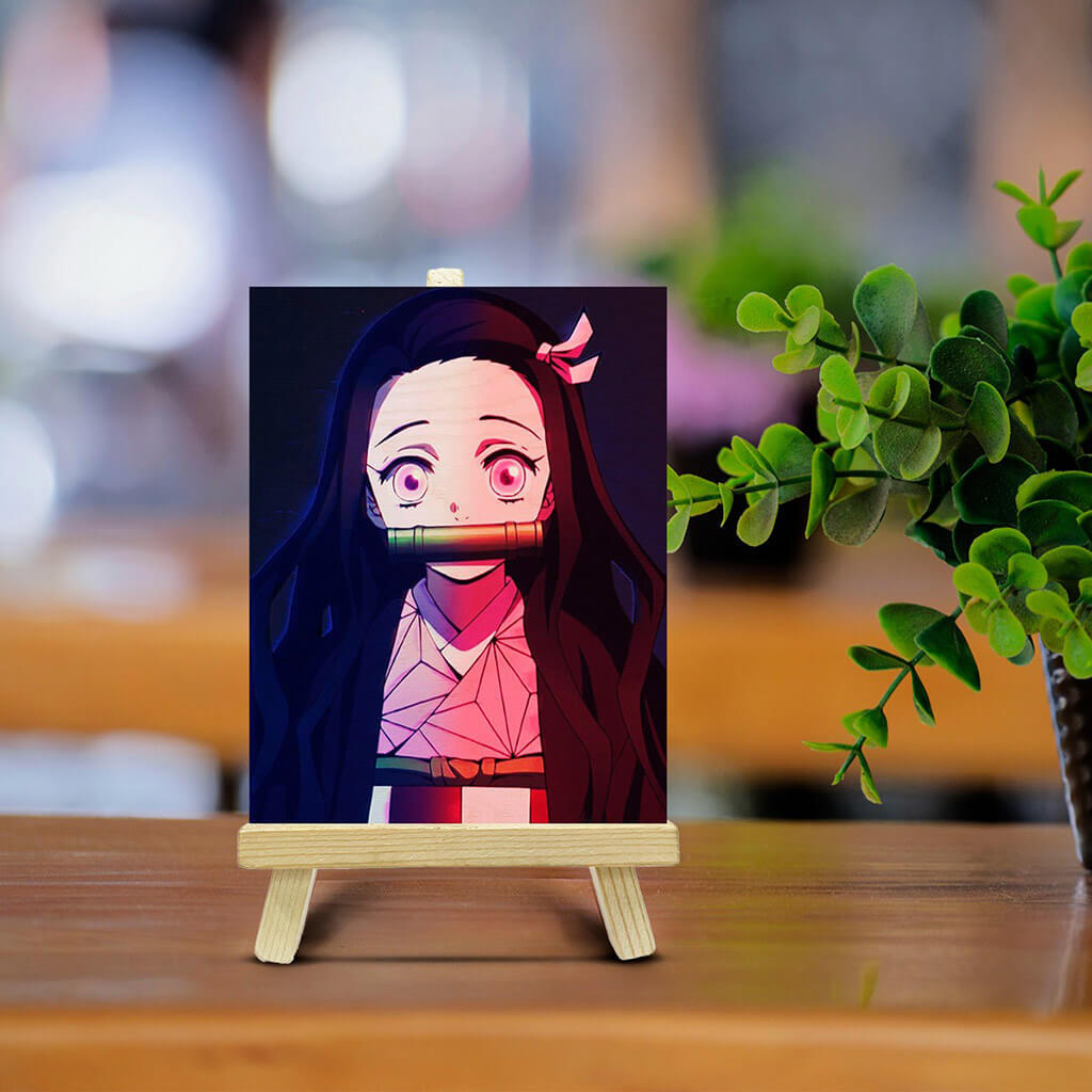 Nezuko Kamado Wooden Print With Easel Stand