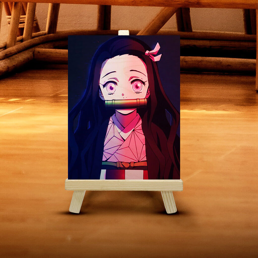 Nezuko Kamado Wooden Print With Easel Stand