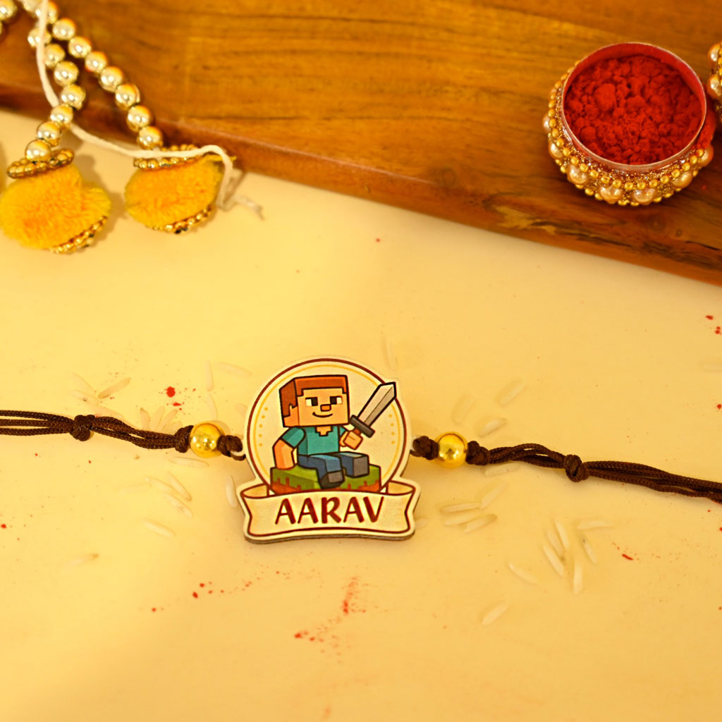 Personalised Minecraft Wooden Rakhi
