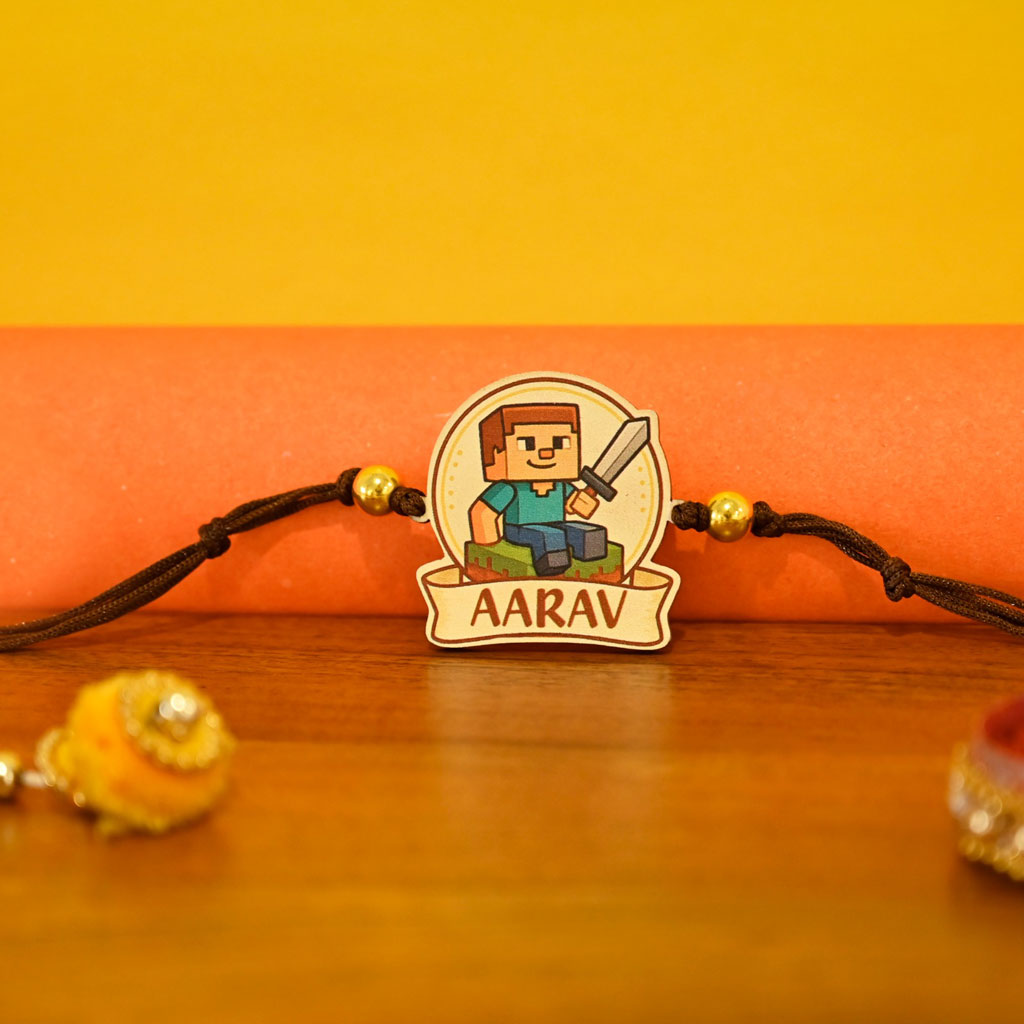 Personalised Minecraft Wooden Rakhi