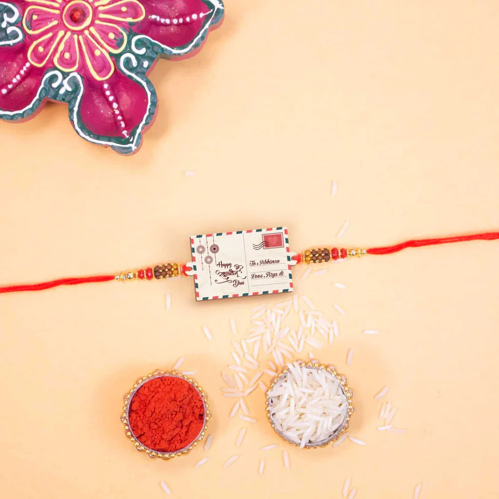Personalised Postcard Wooden Rakhi