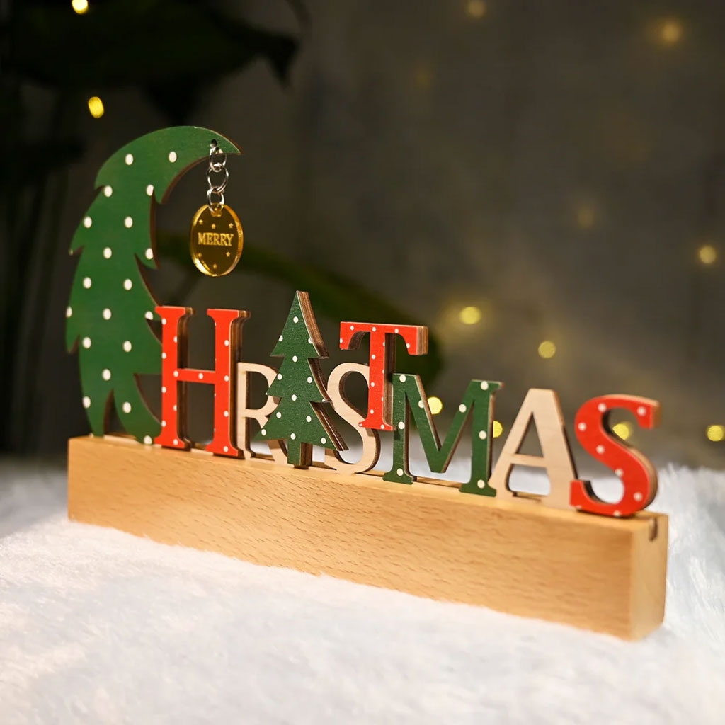 Wooden Christmas Table Décor – Festive Letter Design