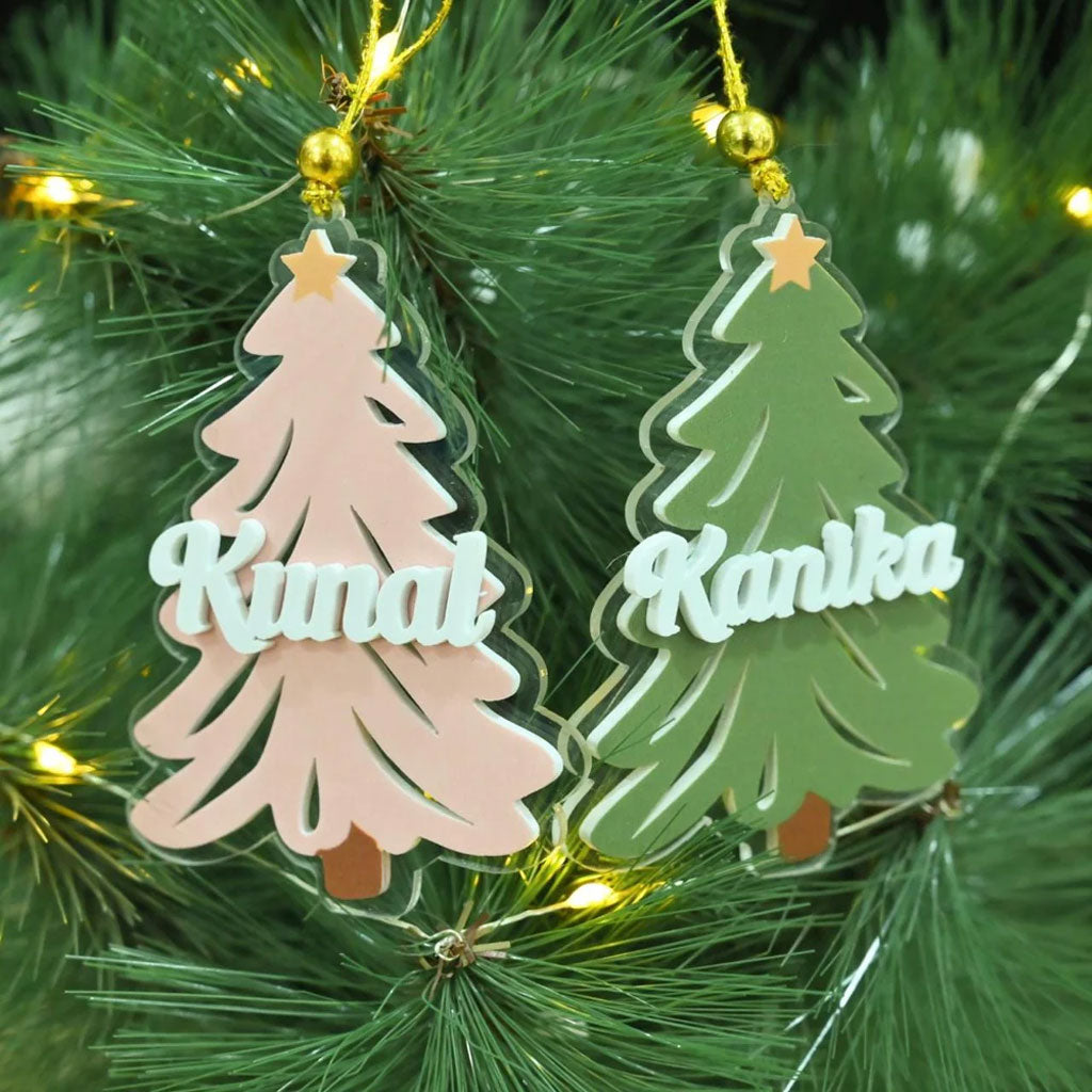 Personalised Christmas Tree Shaped Ornaments