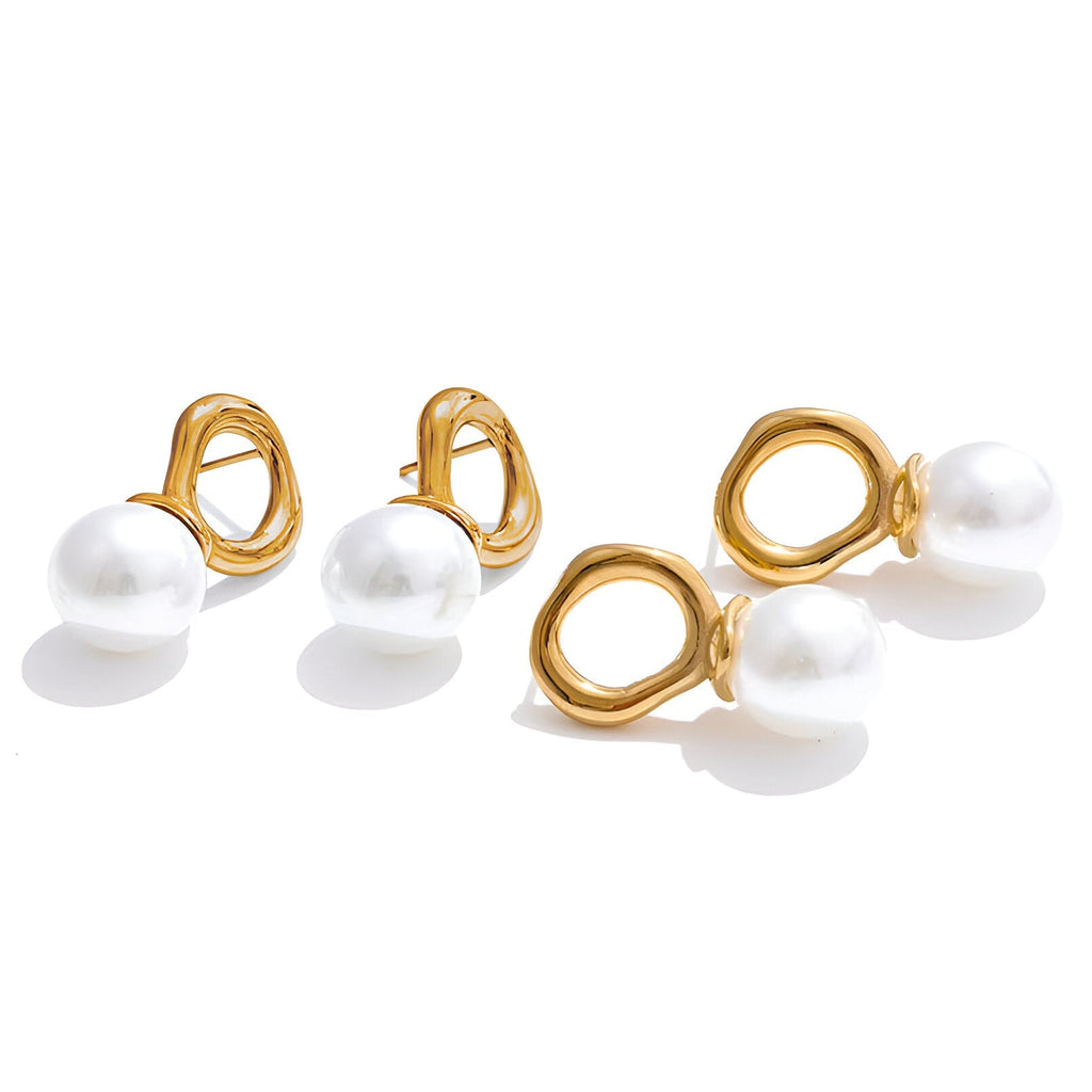 Pearl Dome Huggie Earrings