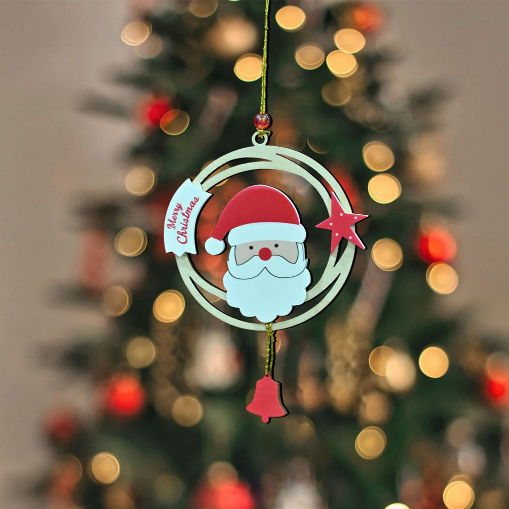 Santa Claus Wooden and Acrylic Ornament