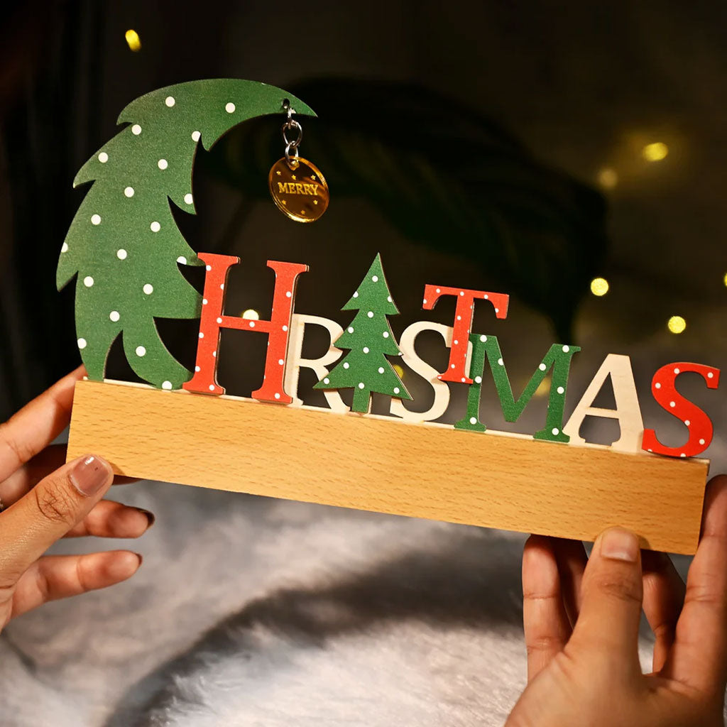 Wooden Christmas Table Décor – Festive Letter Design