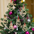 Set of 6 Natural Wooden Christmas Hanging Ornaments – Festive Word Decor