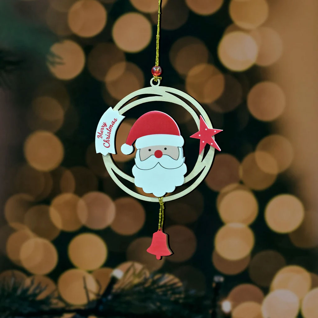 Santa Claus Wooden and Acrylic Ornament