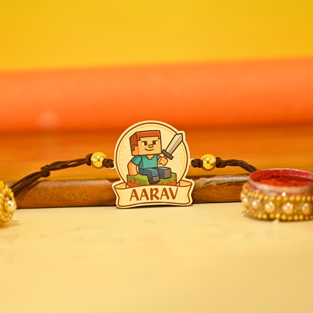 Personalised Minecraft Wooden Rakhi
