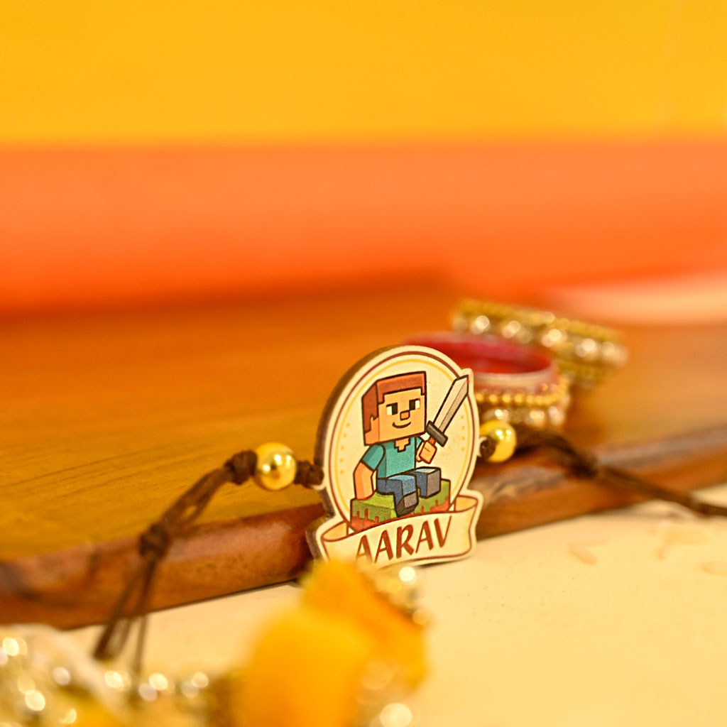 Personalised Minecraft Wooden Rakhi