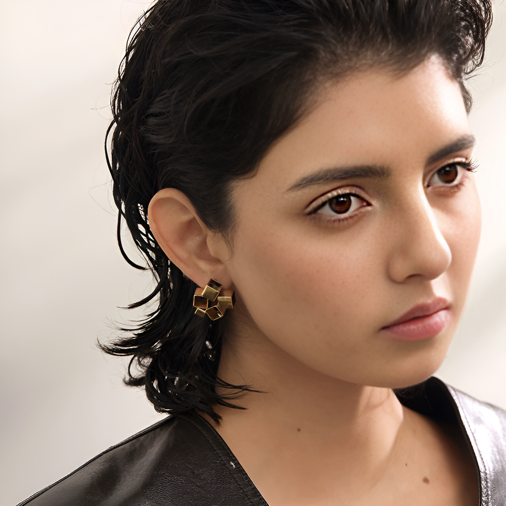 Geometric Hollow Cube Earrings