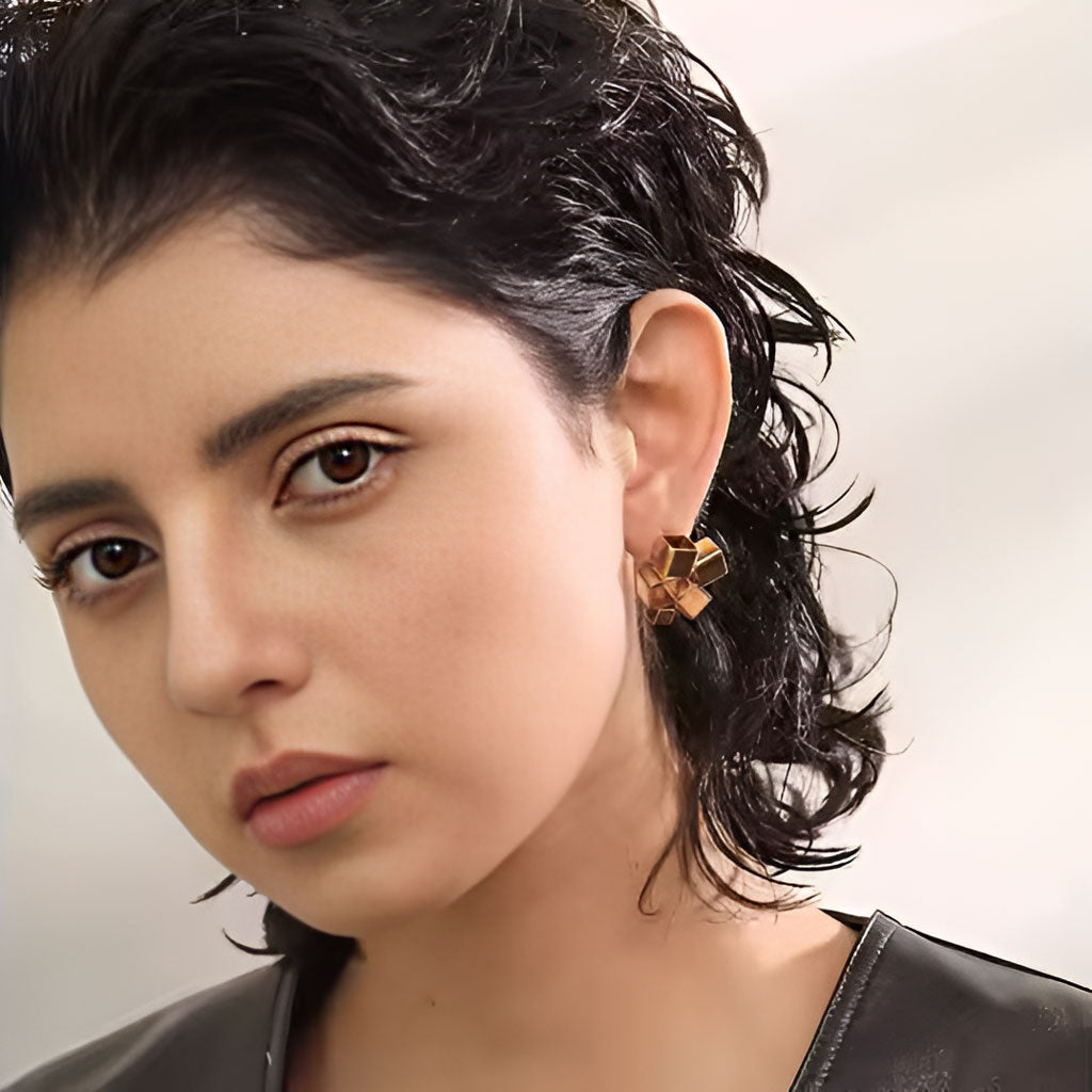 Geometric Hollow Cube Earrings