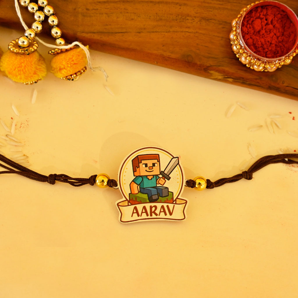 Personalised Minecraft Wooden Rakhi