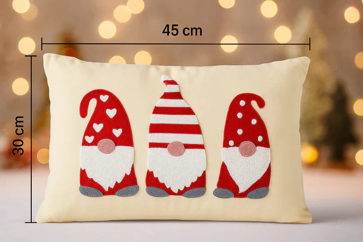 Christmas Gnome Embroidered set of 2 Cushion