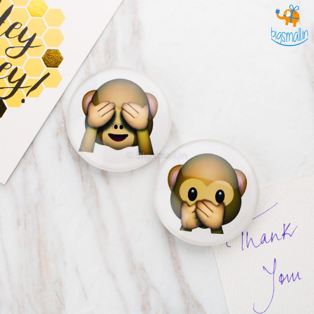 Emoji Crystal Glass Fridge Magnets- Set of 2