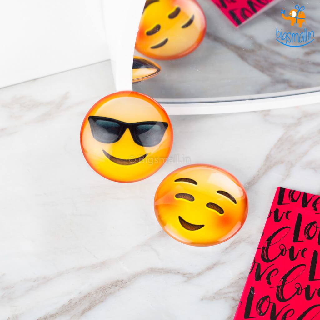 Emoji Crystal Glass Fridge Magnets- Set of 2
