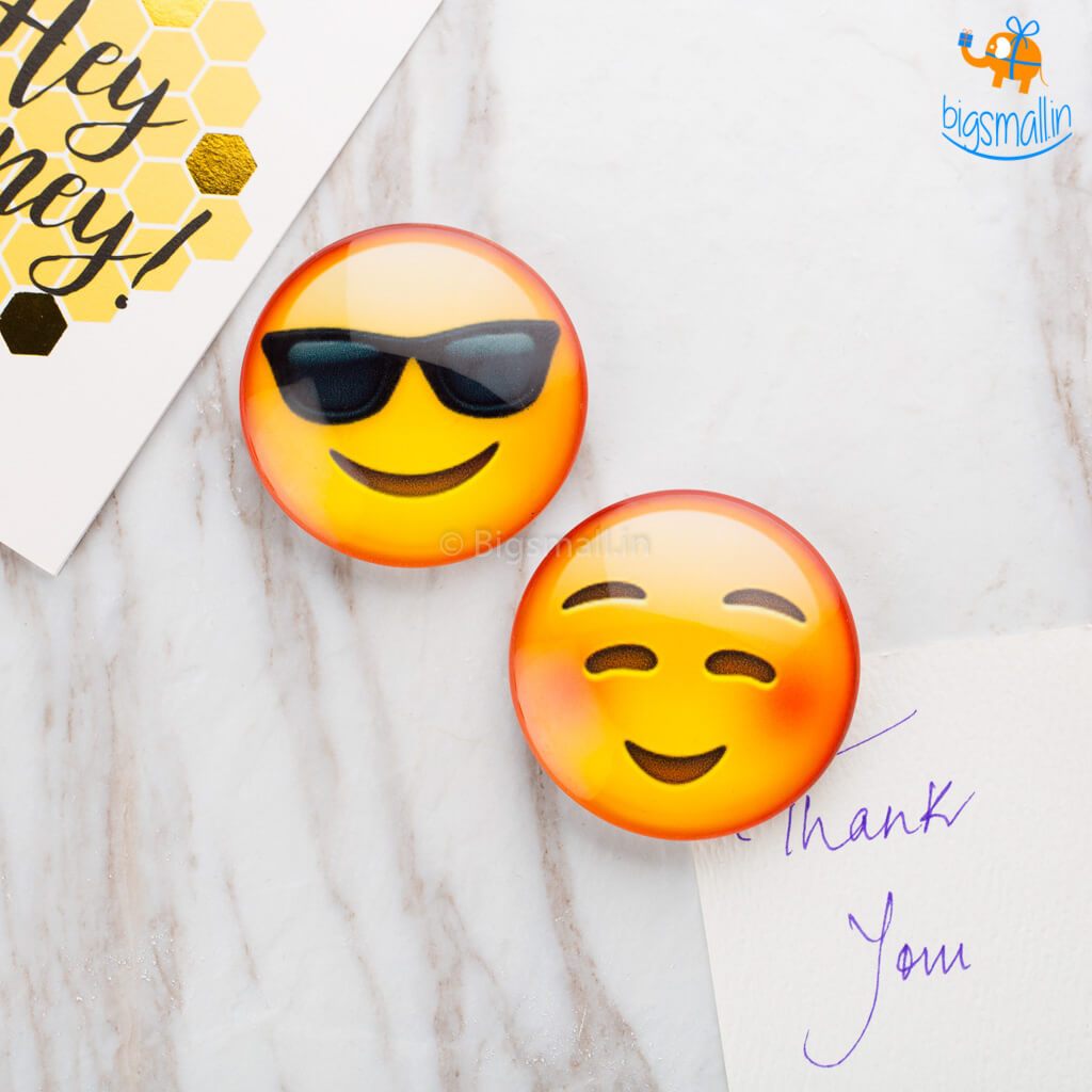 Emoji Crystal Glass Fridge Magnets- Set of 2