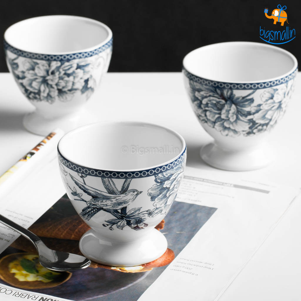 Flora Dessert Cup Set With Spoons - Set of 6