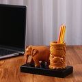 Handcrafted Elephant Wooden Pen Holder
