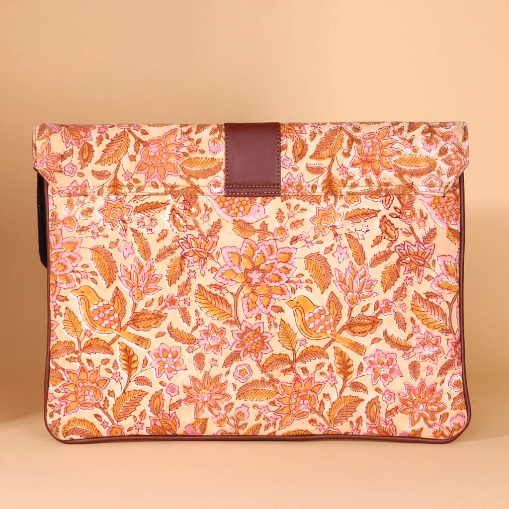 Floral Laptop Sleeve with Faux Leather