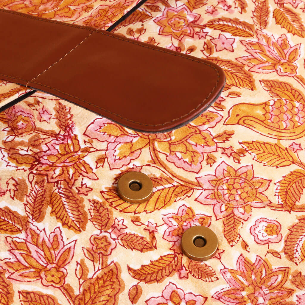 Floral Laptop Sleeve with Faux Leather