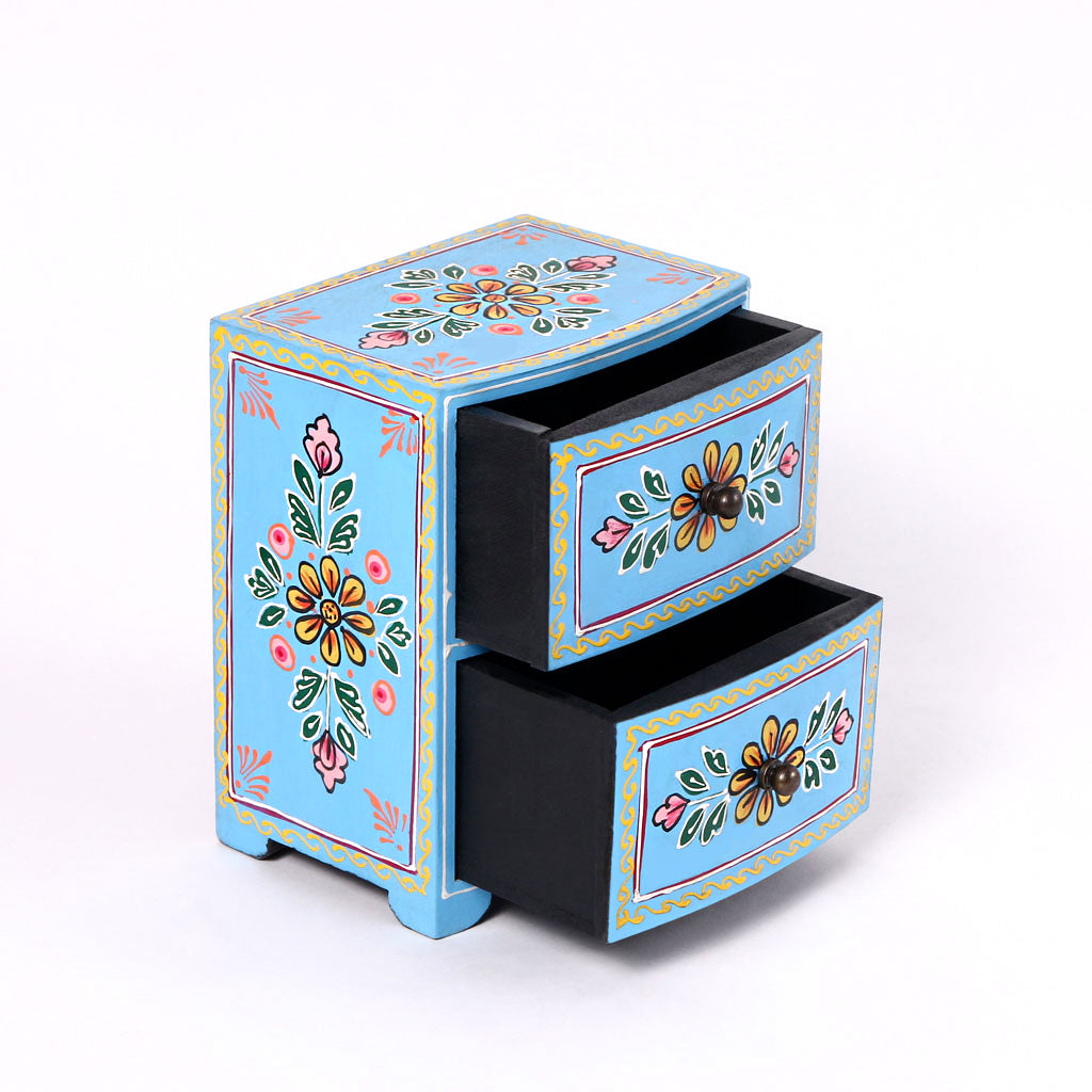 Blue Blossom Wooden Drawer