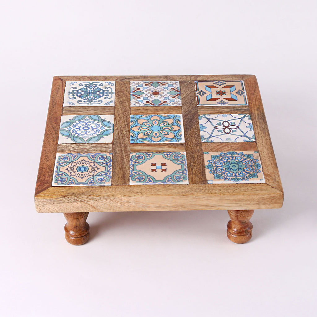 Mosaic Tile Wooden Chowki