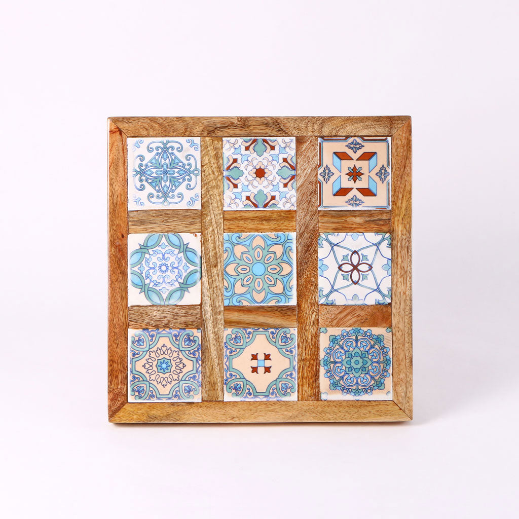 Mosaic Tile Wooden Chowki