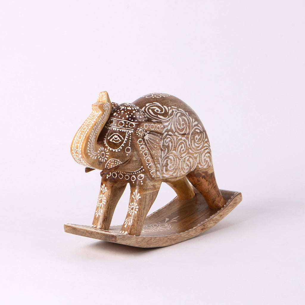Regal Rocking Elephant – Handcrafted Wooden Décor
