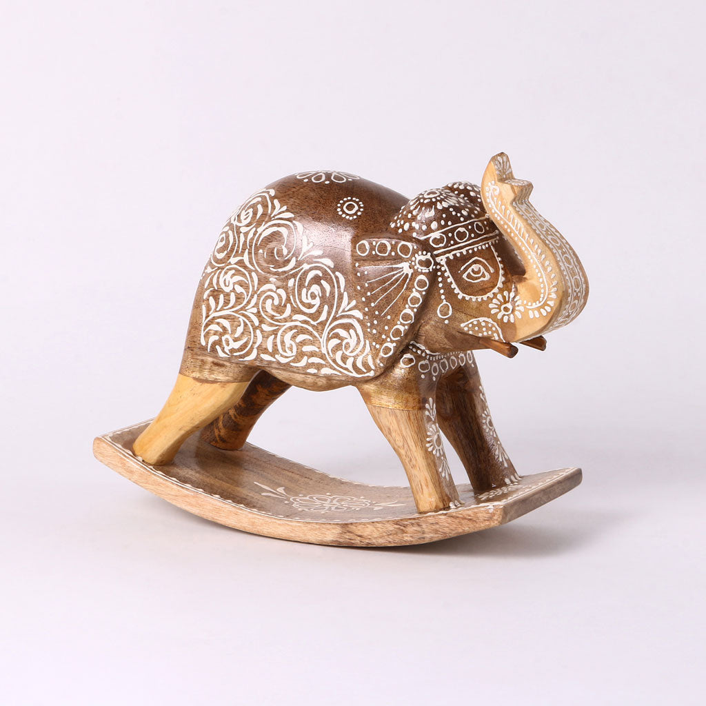 Regal Rocking Elephant – Handcrafted Wooden Décor