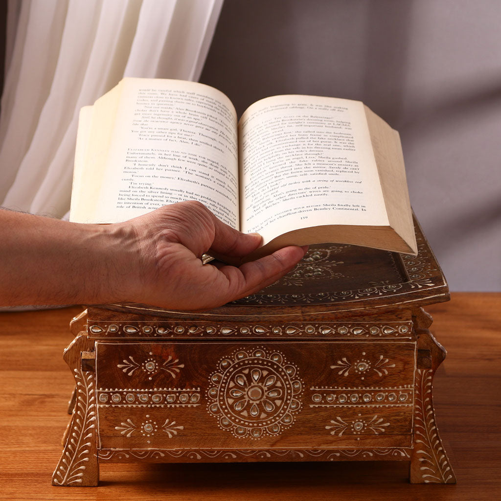 Wooden Book Stand and Storage Box