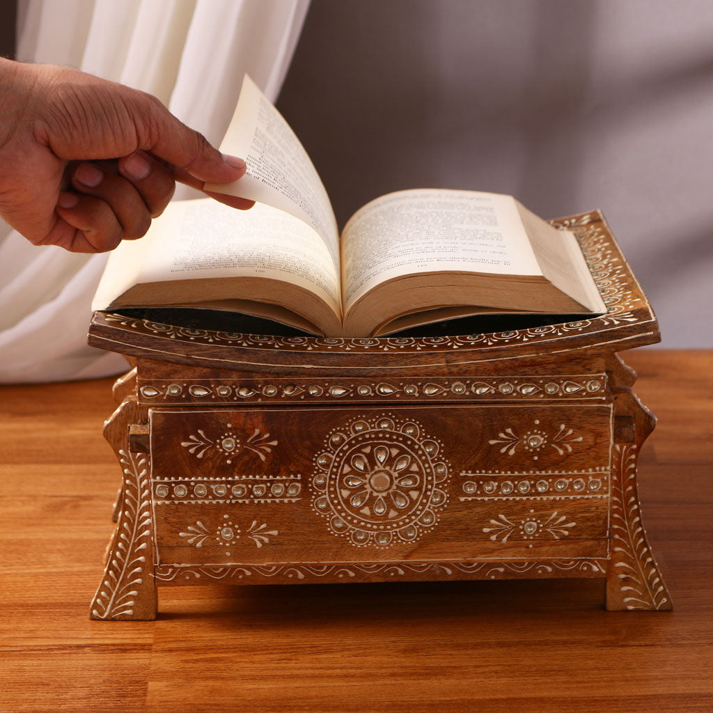 Wooden Book Stand and Storage Box