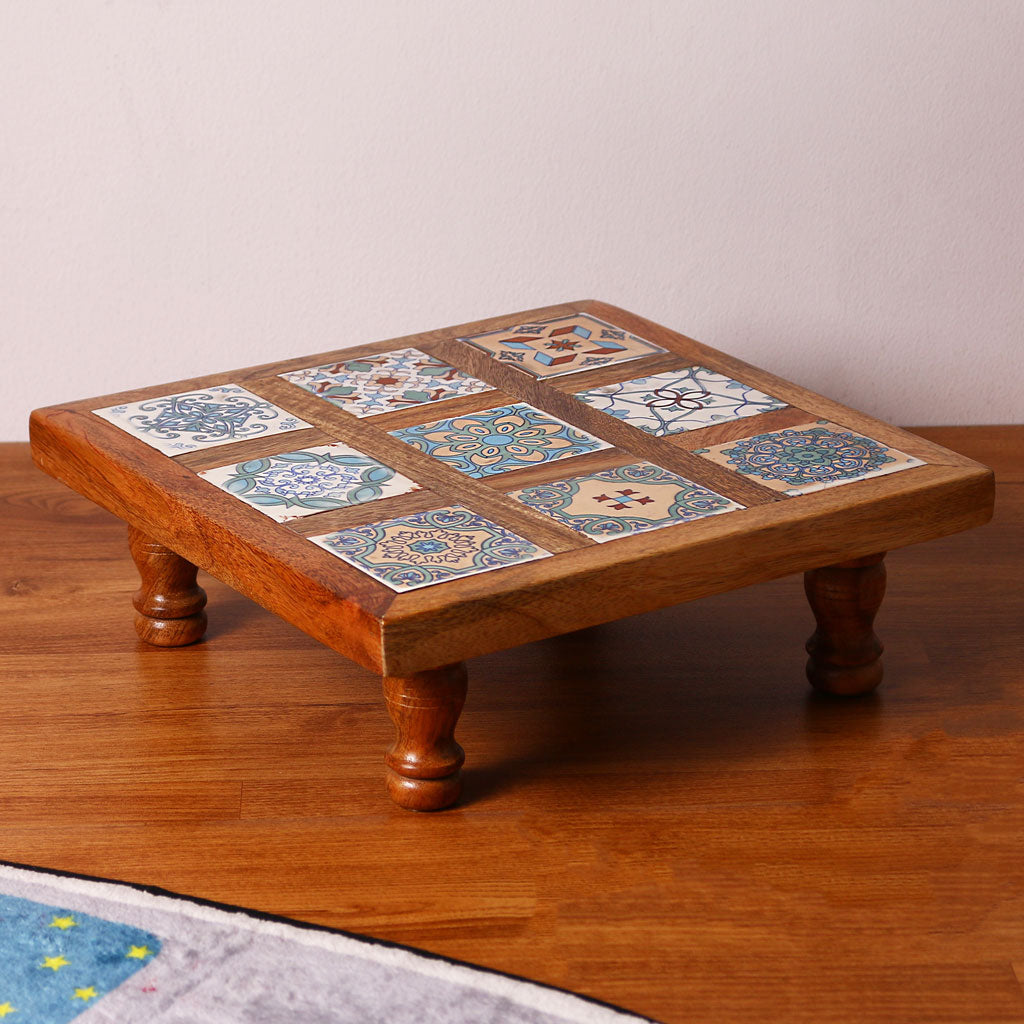 Mosaic Tile Wooden Chowki