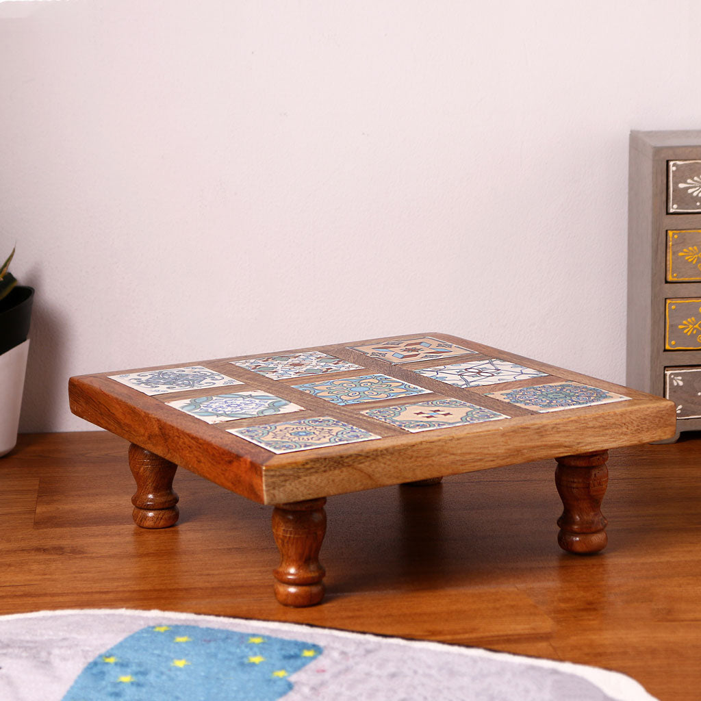 Mosaic Tile Wooden Chowki