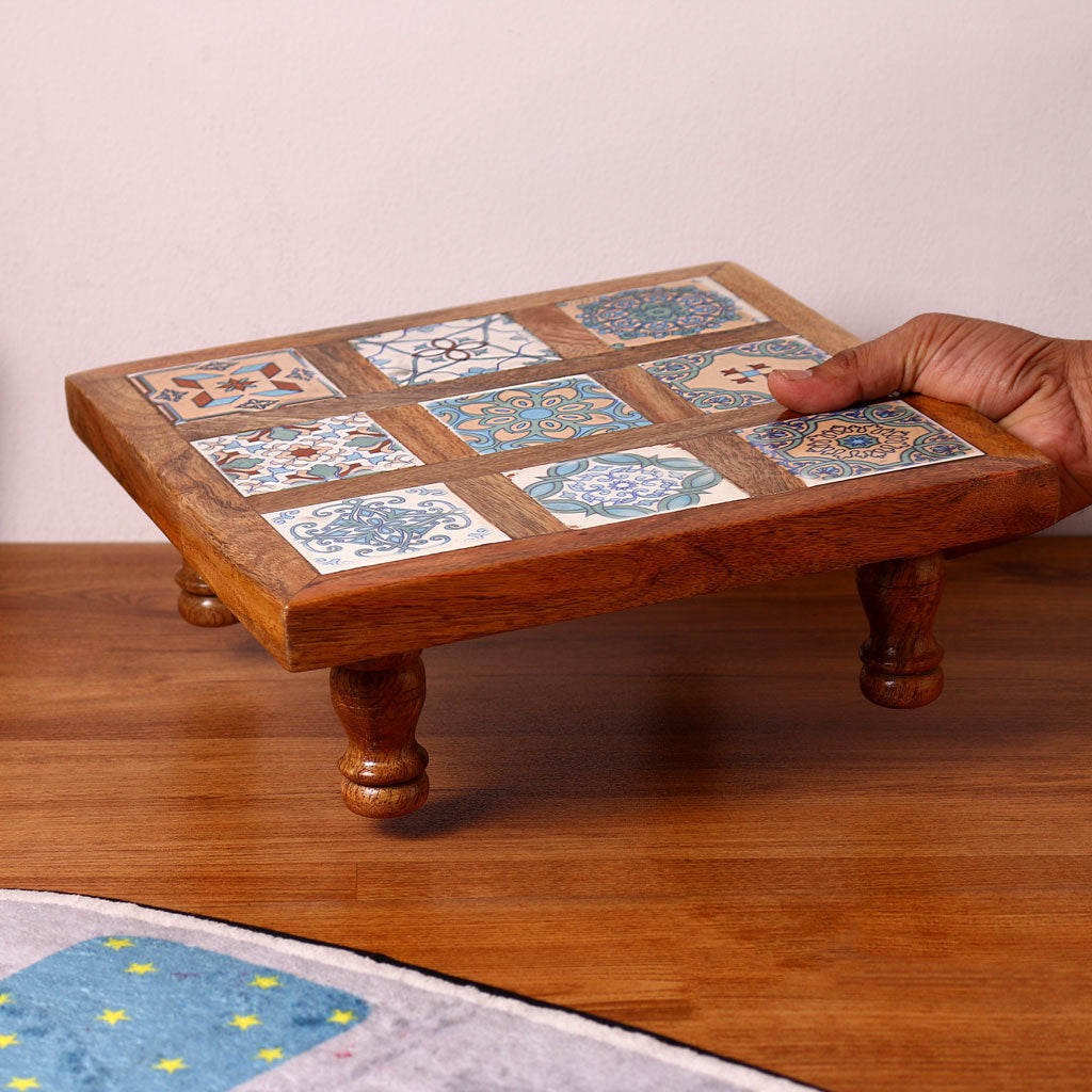 Mosaic Tile Wooden Chowki