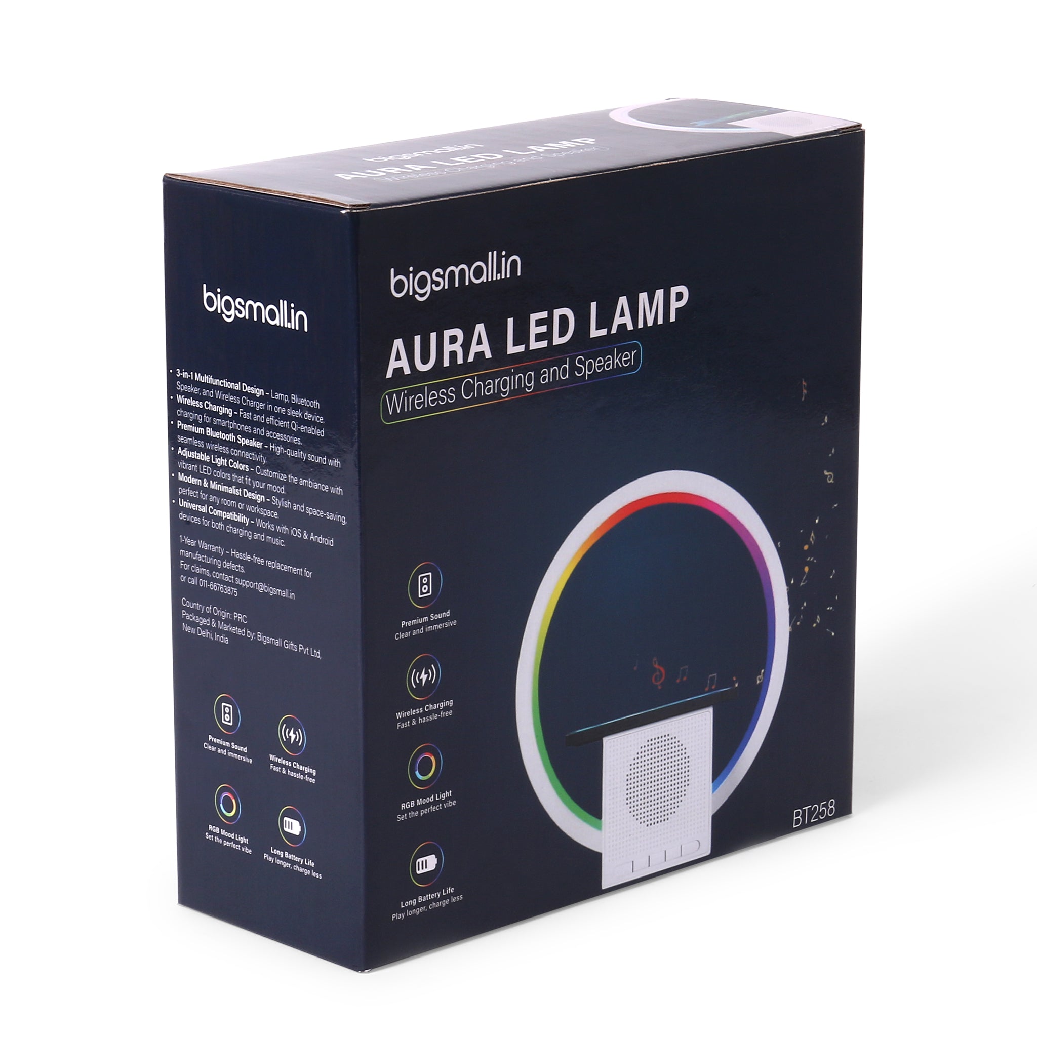 Aura LED Lamp with Wireless Charging & Speaker