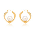 Medium Heart Shape Pearl 18K Gold Plated Earrings