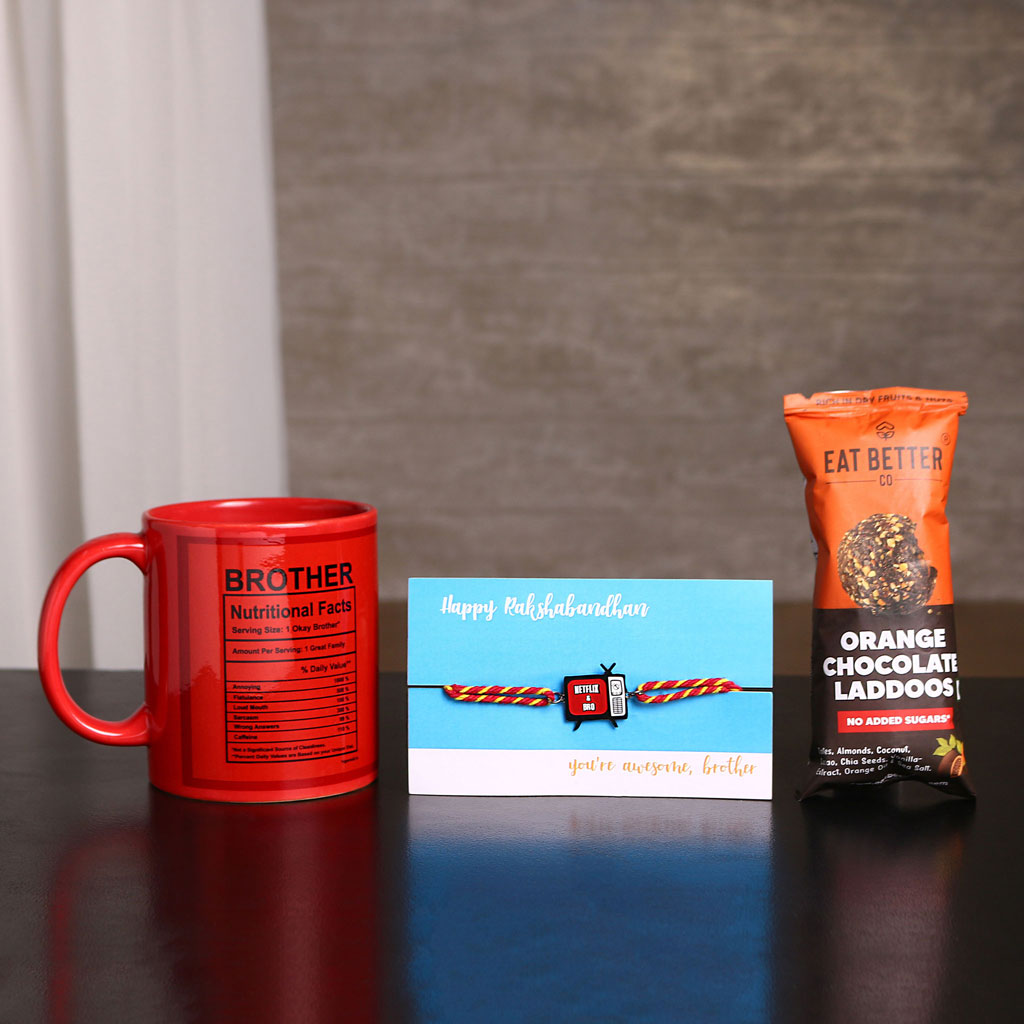 Netflix Rakhi, Mug & Snack Gift Set