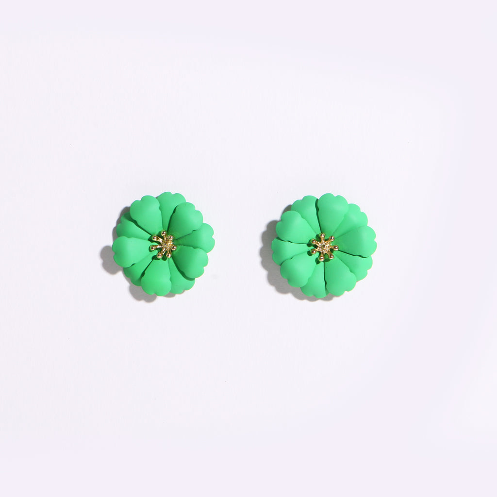 Green Glimmer Blossoms Earrings