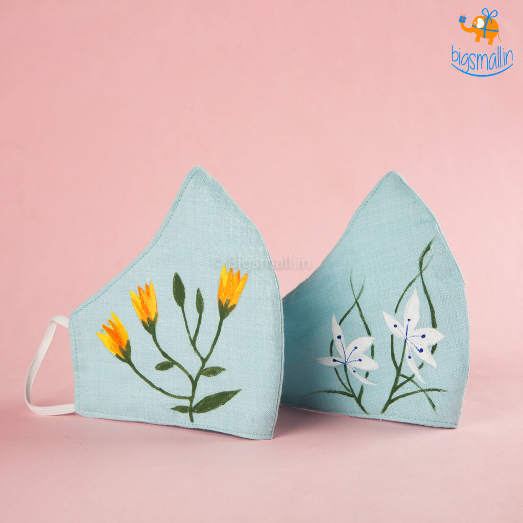 Hand-Painted Floral Cotton Mask