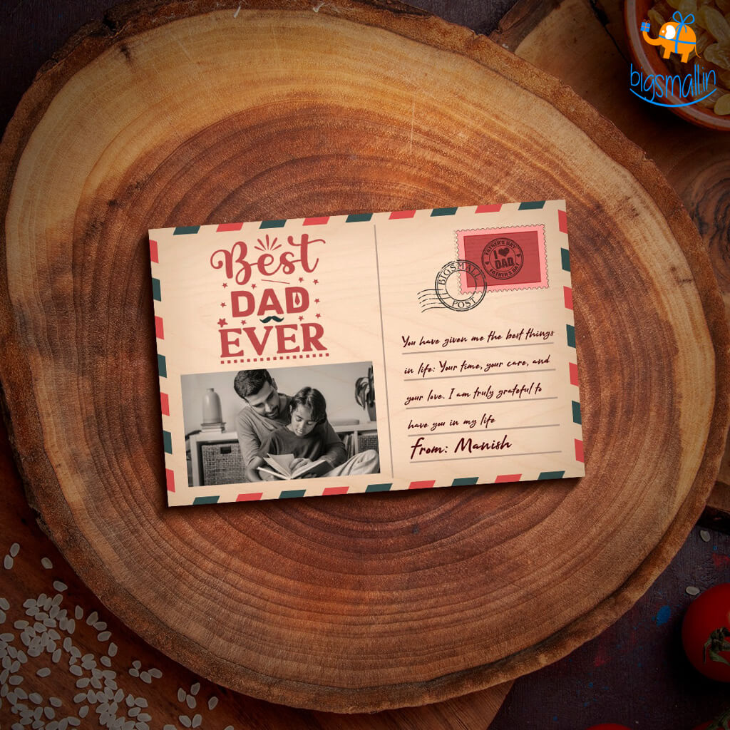 Personalized Best Dad Ever Wooden Postcard