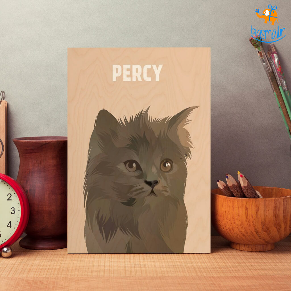 Personalized Pets Caricature Wooden Portrait