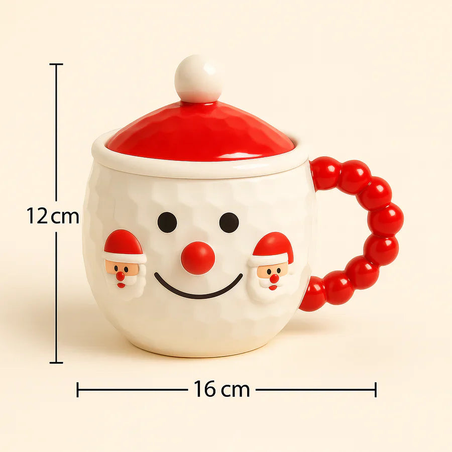 Snowman Ceramic Mug with Removable Santa Faces