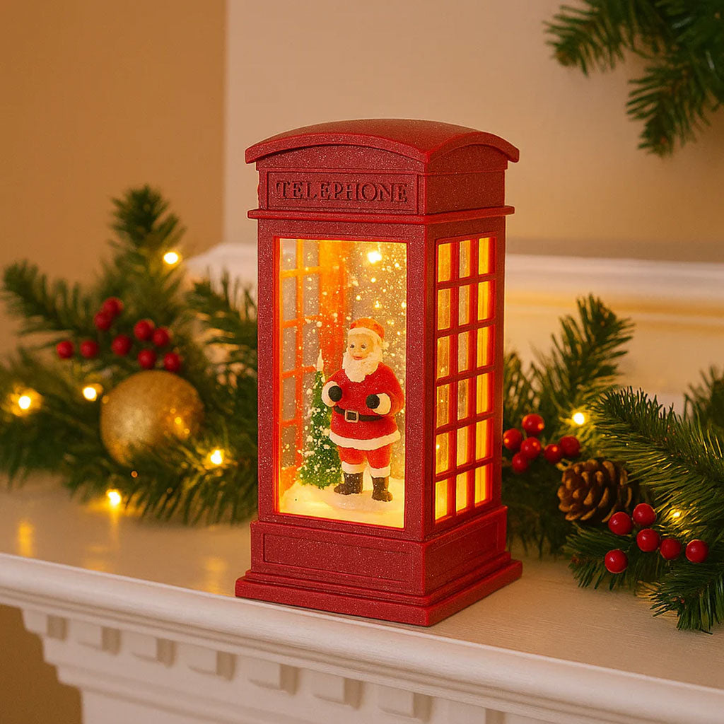 Red Santa Telephone Booth Christmas Night Lamp