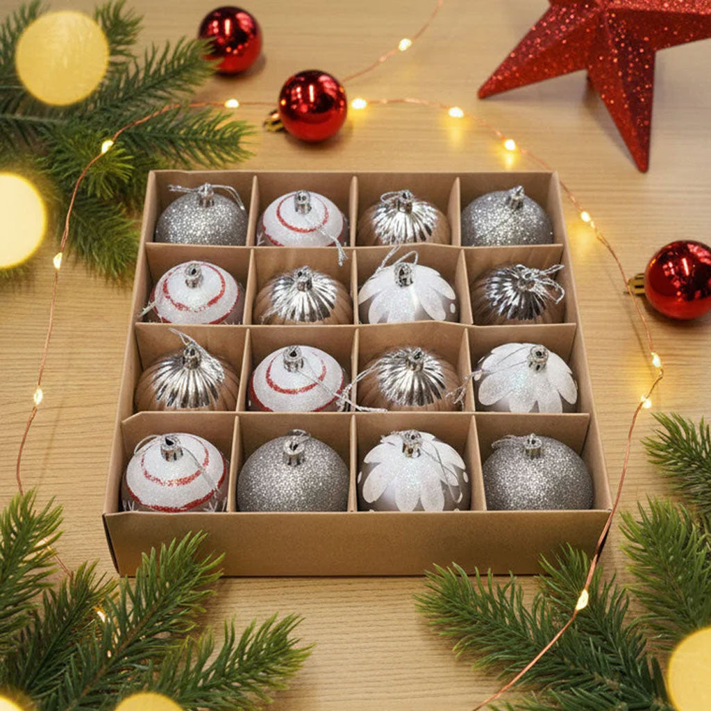 Christmas Tree Bauble Ornament Set – Pack of 16